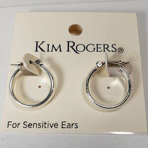 Polished Silver-tone Latch back Small Hoop Earrings